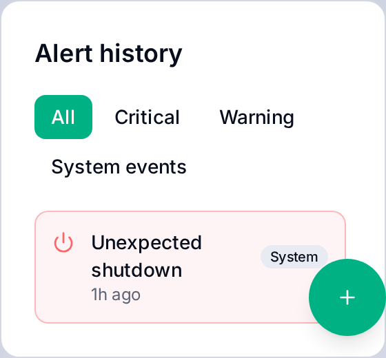 Device alert history