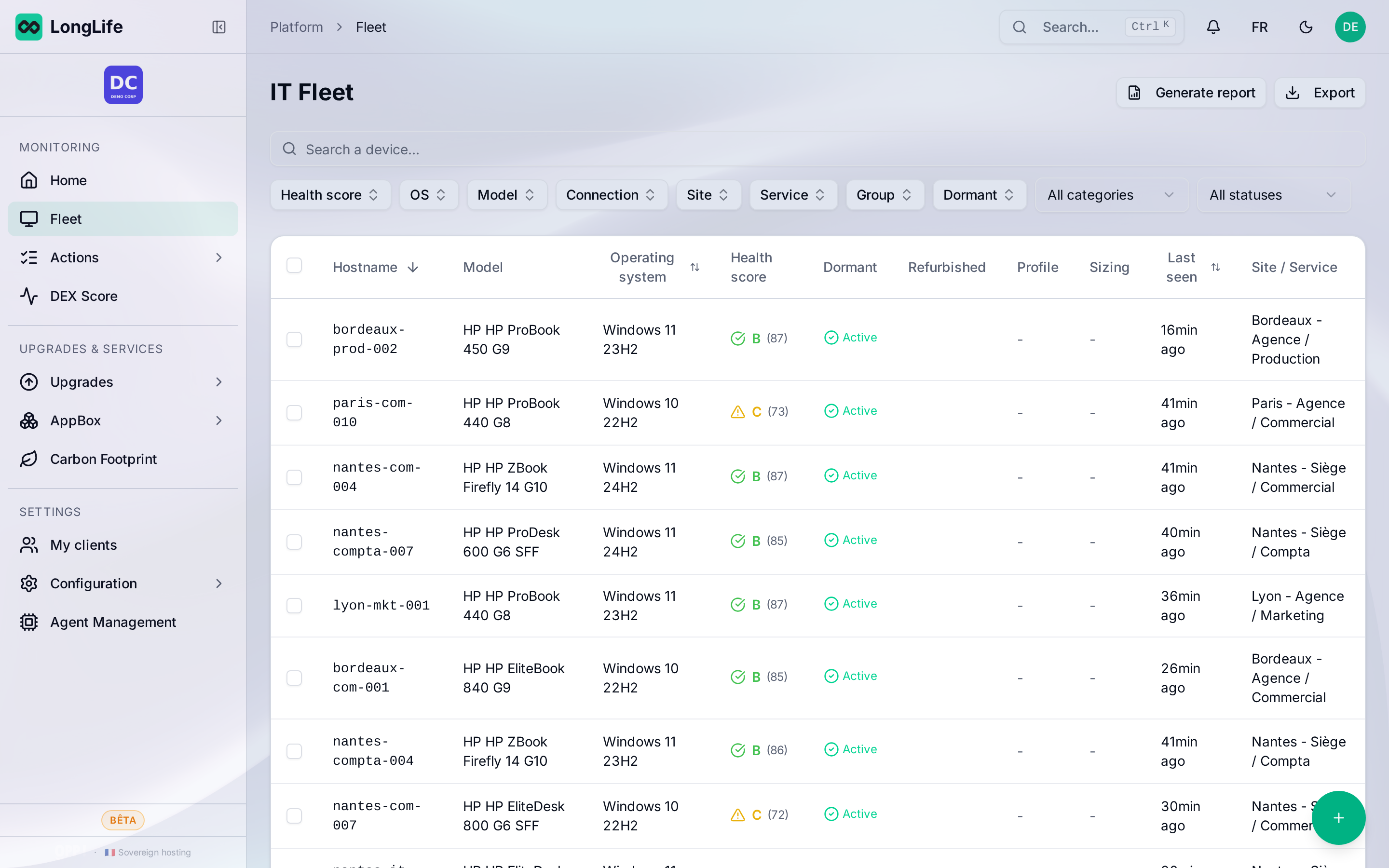 Fleet list
